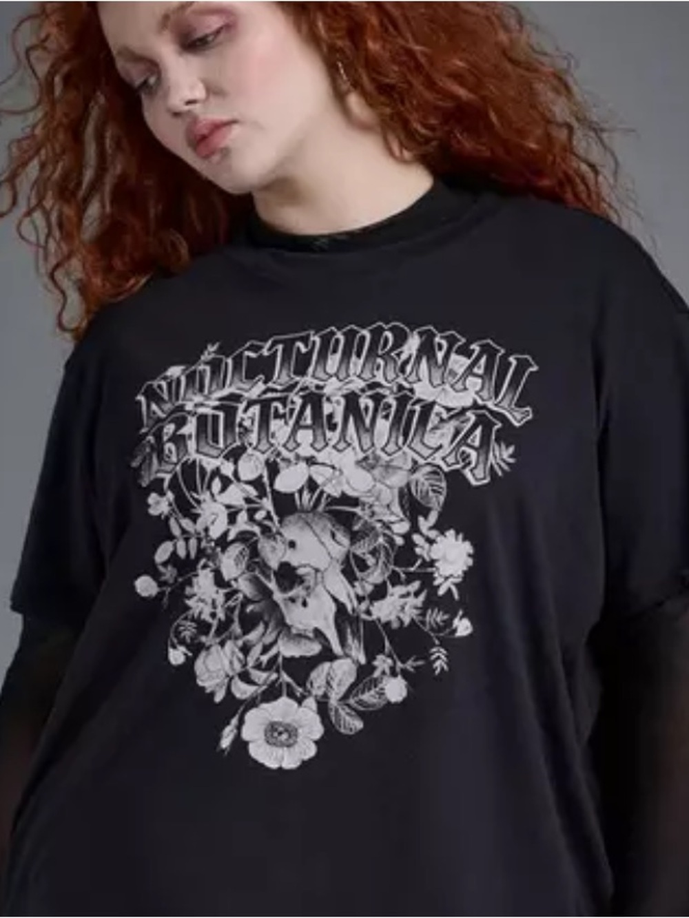 New Torrid  Nightfall Botanica Black Graphic Tee